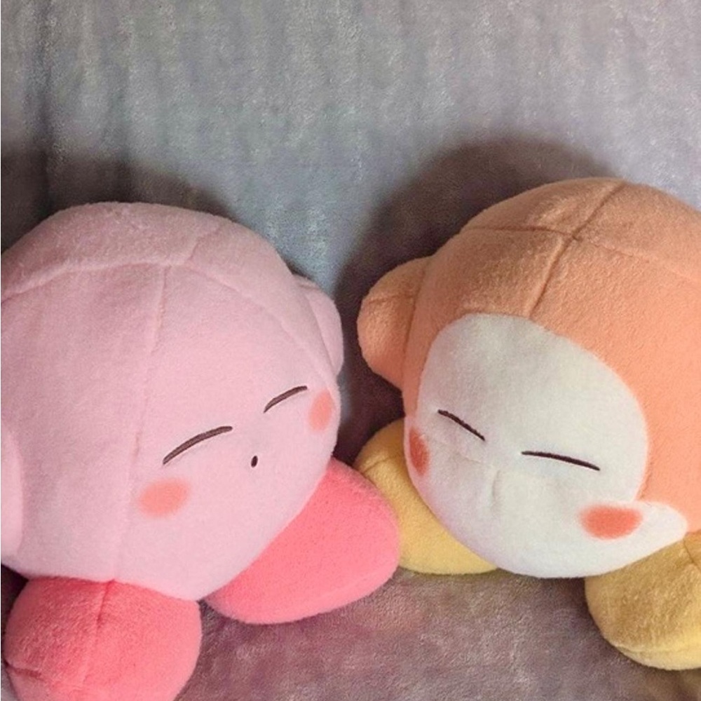 Kirby and waddle Dee sleepy wool felt large jumbo cute plush bundle 13.8 inches